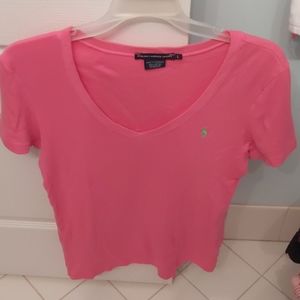Pink Ralph Lauren T Shirt w/ Green Polo Women's L